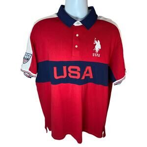 U.S. Polo Assn. Men’s Polo Shirt – Red/Blue Multi‑Color – USPA 1890 – Size 2XL